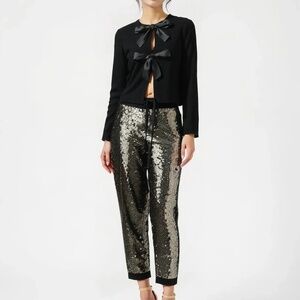 FOREVER 21 Sequined Joggers Pants Black Gold Medium